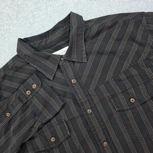Quiksilver Edition Men's Size L Black Stripe Button Down Long‎ Sleeve Shirt